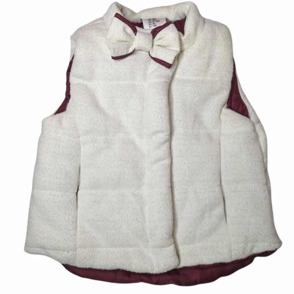 Max Studio Baby Puffer Bow Tie Vest, Size 18 Months